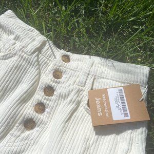 Reformation Austin Corduroy Pants - White